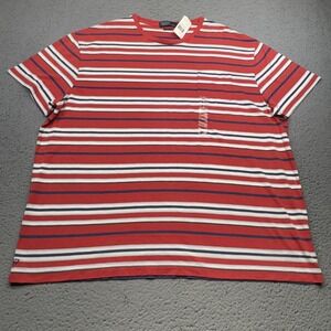 Polo Ralph Lauren Shirt Mens 2XL Red Striped Pocket Classic Fit Jersey Crew R67
